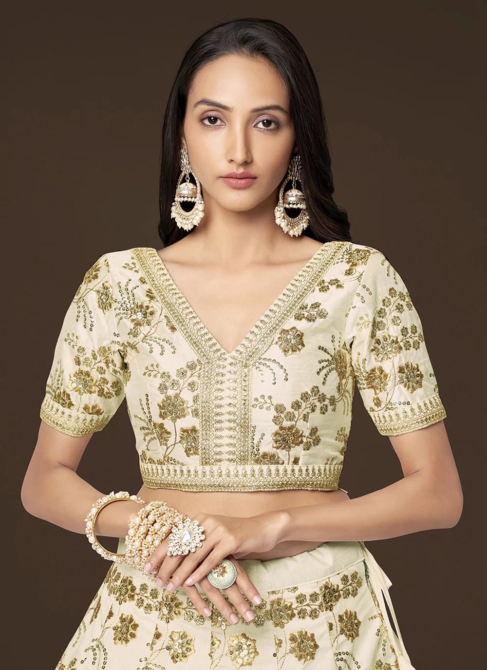 Gorgeous Off White & Gold ZHML - Indian Dress House 786