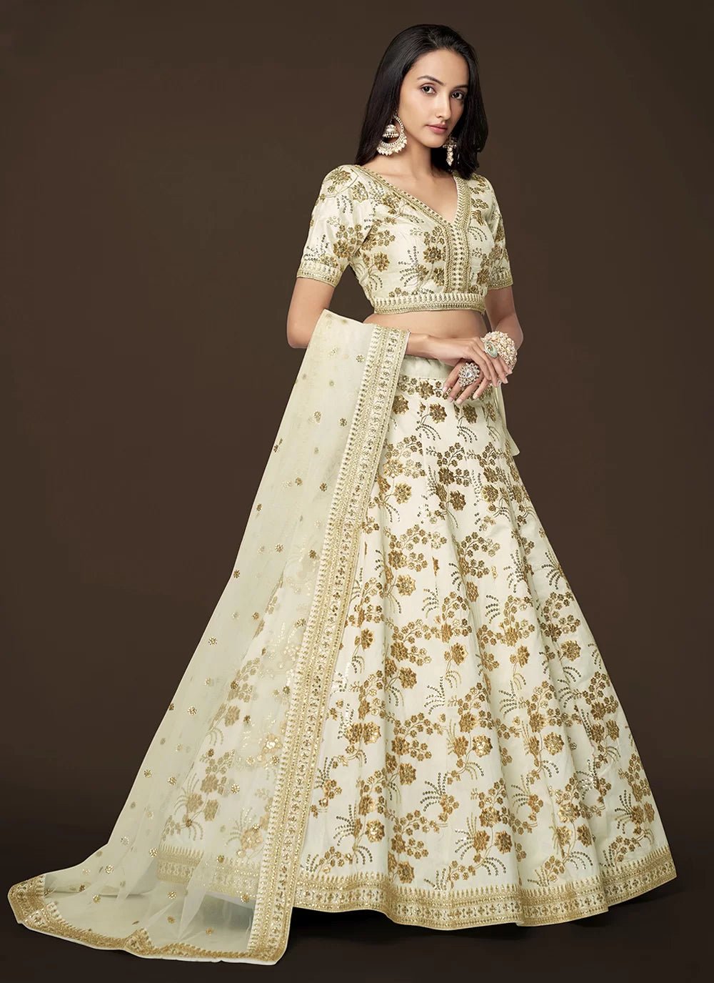 Gorgeous Off White & Gold ZHML - Indian Dress House 786