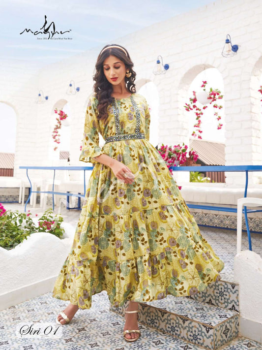 Gorgeous Olive Floral SMY 01 FVD - Indian Dress House 786