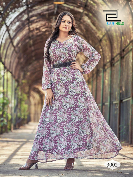 Gorgeous Purple Floral BHD 3002 FVD - Indian Dress House 786