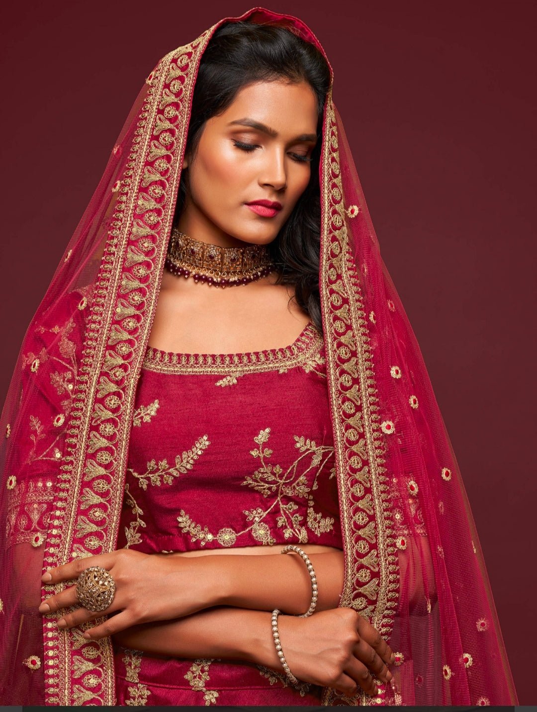 Gorgeous Red Floral ADL - Indian Dress House 786