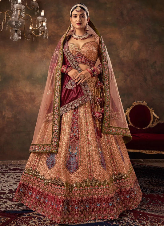 Majestic Royal Peach & Red PAL - Indian Dress House 786