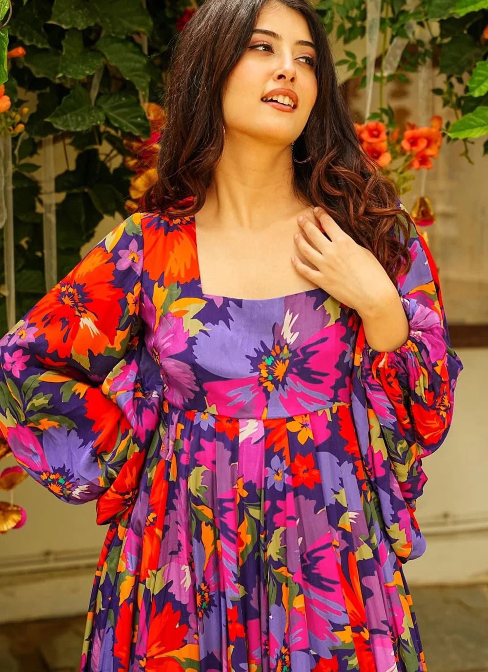 Multi Color Floral G Printed PRL FVD - Indian Dress House 786