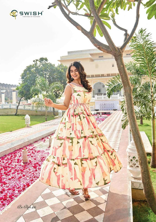 Pastel Cream Floral SWSC 402 FVD - Indian Dress House 786