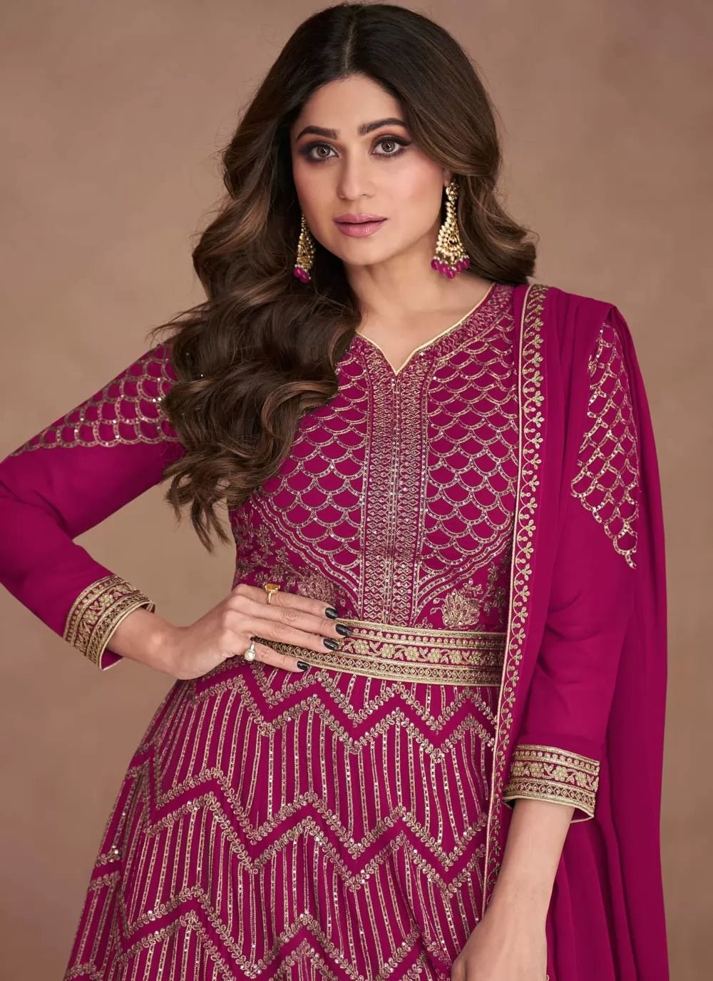Pink & Gold ASJI - Indian Dress House 786