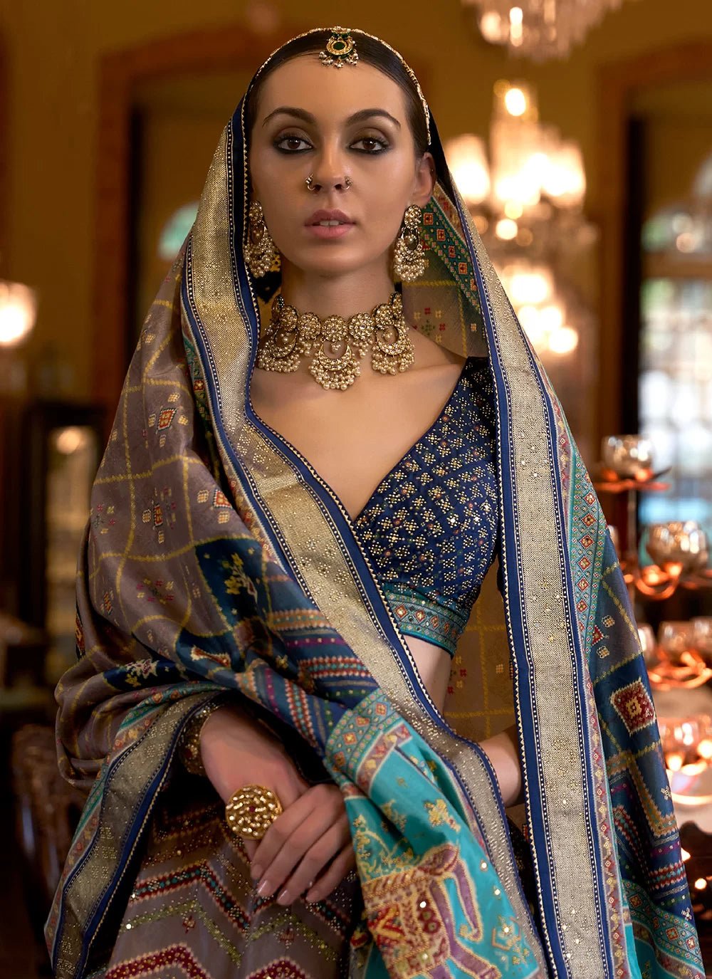 Ravishing Blue Striped RWL - Indian Dress House 786
