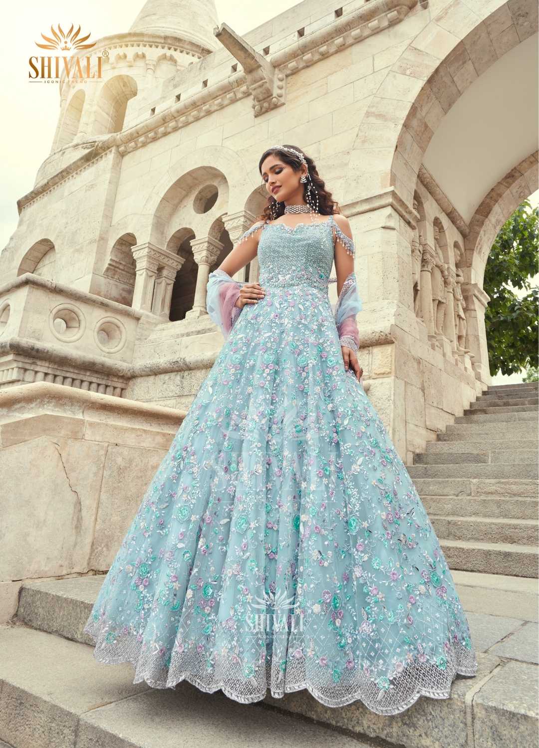 Stunning Baby Blue Gown - Indian Dress House 786