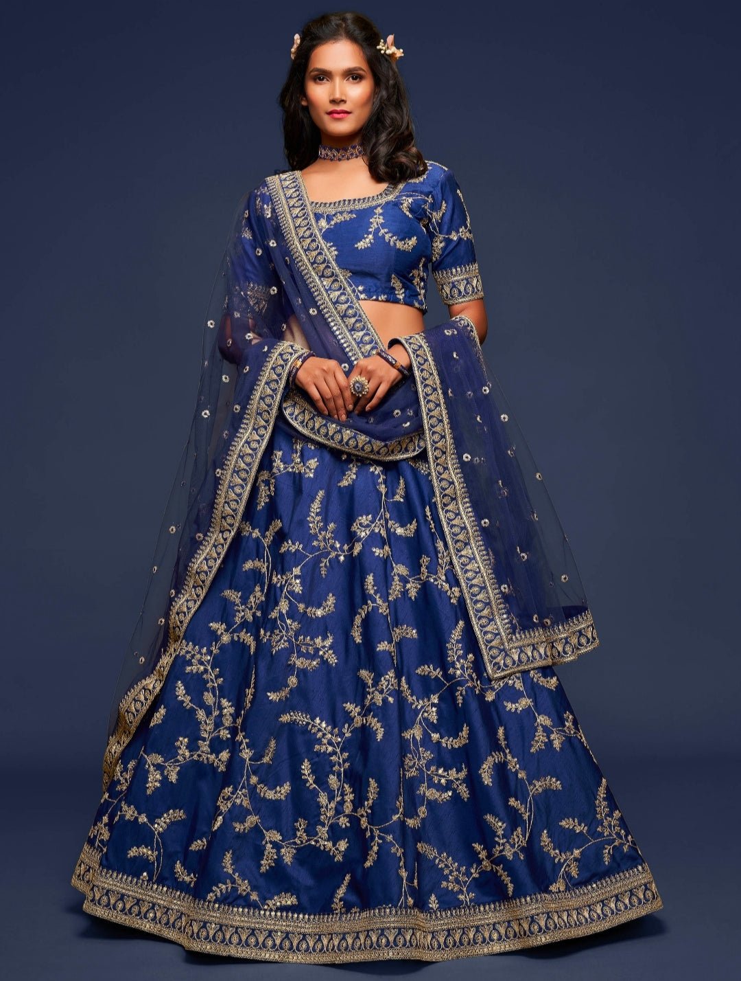 Stunning BLUE Floral ADL - Indian Dress House 786