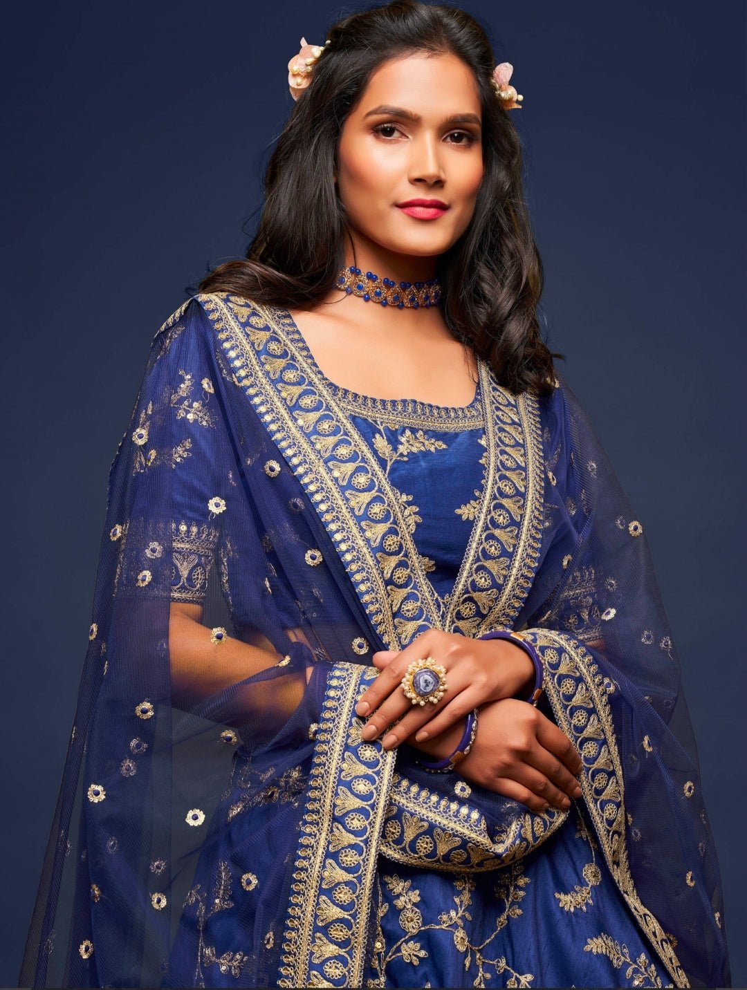 Stunning BLUE Floral ADL - Indian Dress House 786