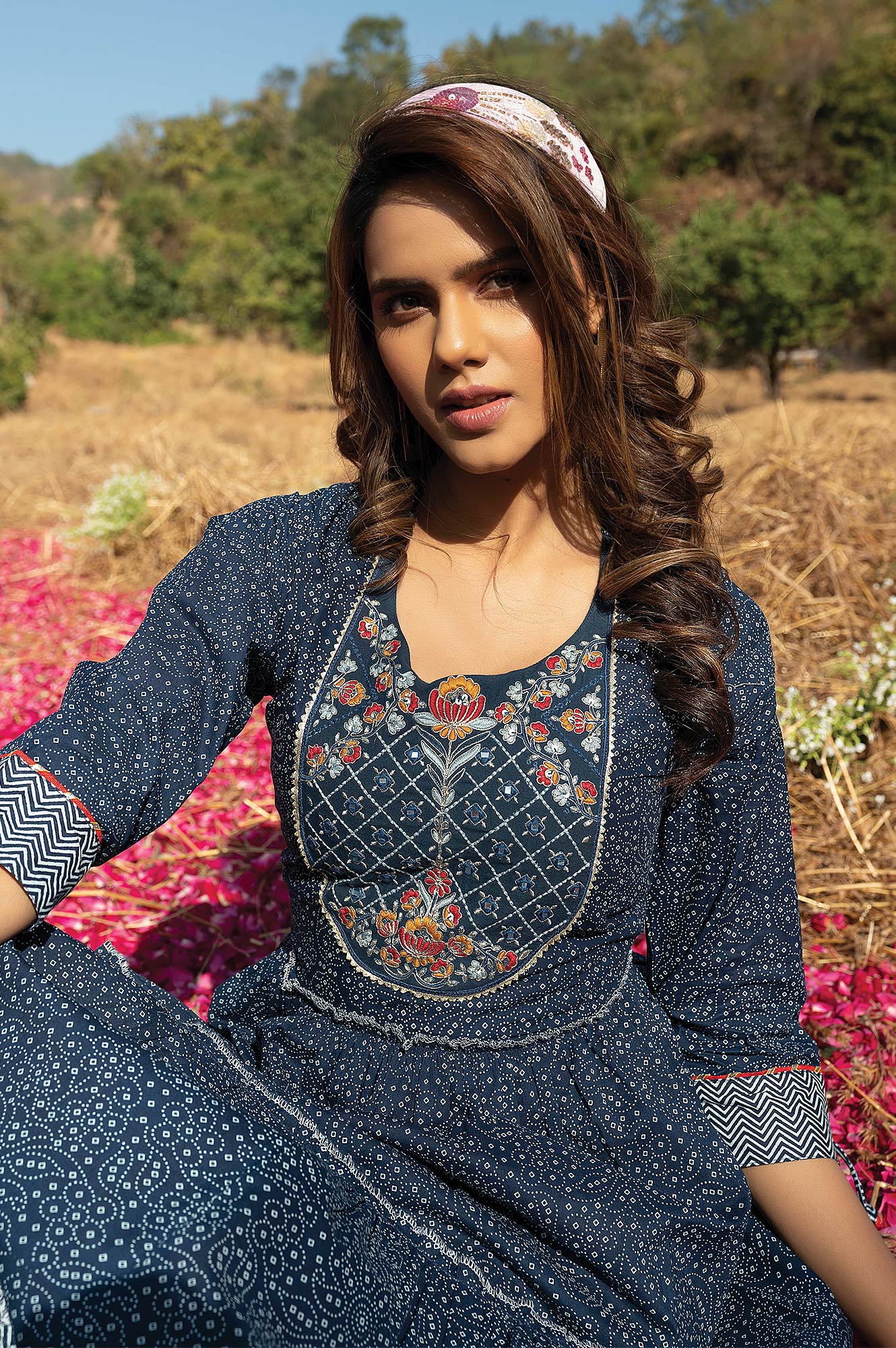 Stunning Blue Printed KFO 108 FVD - Indian Dress House 786