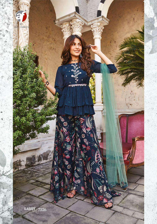 Stunning Floral Blue AFSG 7226 FVD - Indian Dress House 786