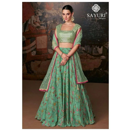 Stunning Floral Green SYML - Indian Dress House 786