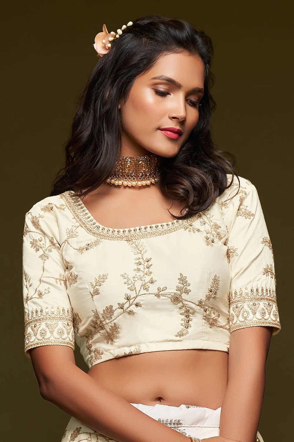 Stunning Off White Floral ADL - Indian Dress House 786