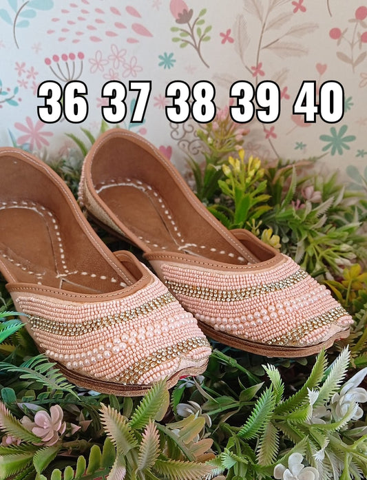 Stunning Peach & Gold Jutti - Indian Dress House 786