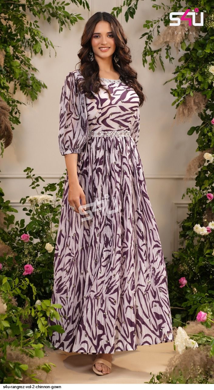 Stunning Printed Striped SUR 05 SBF - Indian Dress House 786