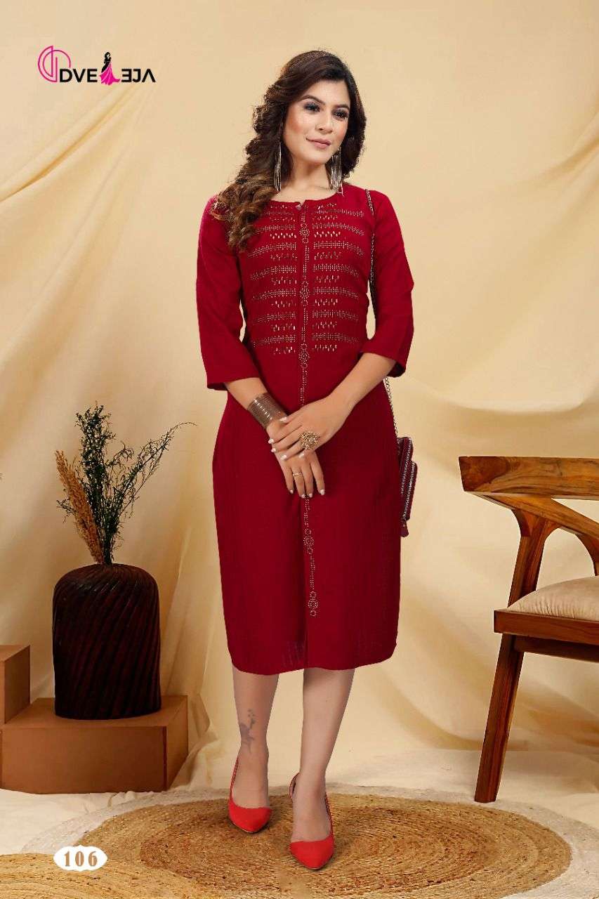 Stunning Red DV 106 Kurti Top KT - Indian Dress House 786