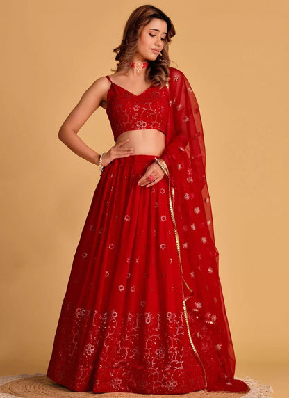 Stunning Red Floral ZAL - Indian Dress House 786
