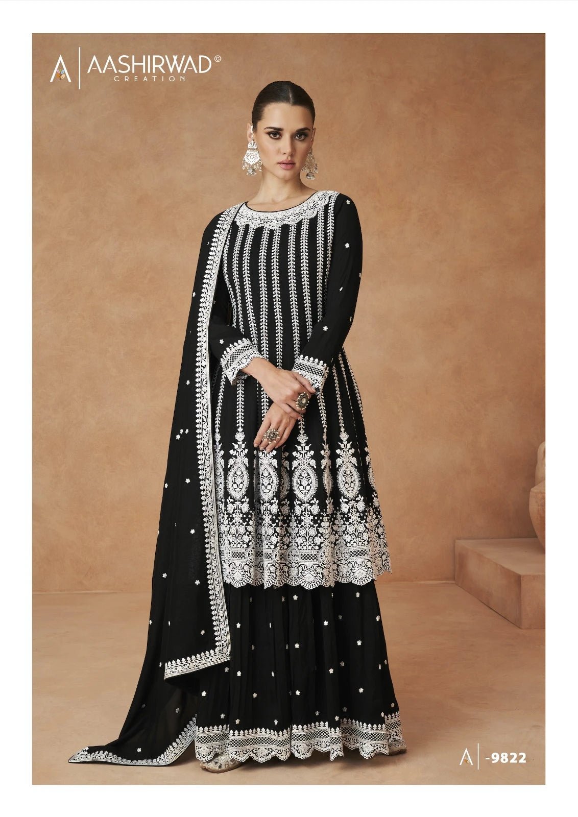 Stylish Black White ASE Indian Dress House 786