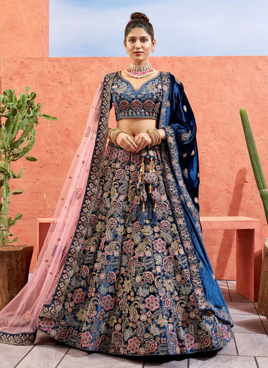 Stylish Blue Floral PAL - Indian Dress House 786