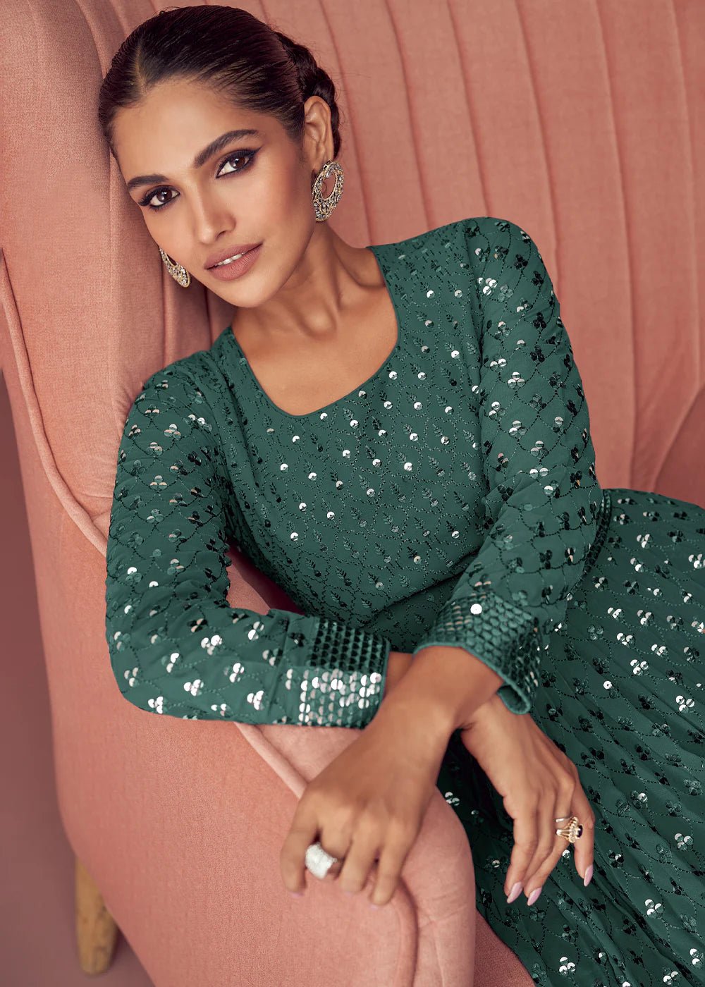 Stylish Bottle Green ACS - Indian Dress House 786