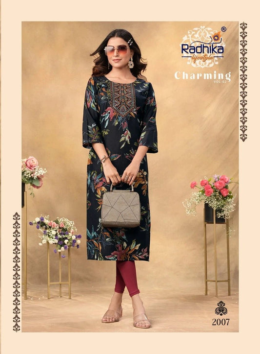 Stylish Floral Black U RDC 2007 FVD - Indian Dress House 786