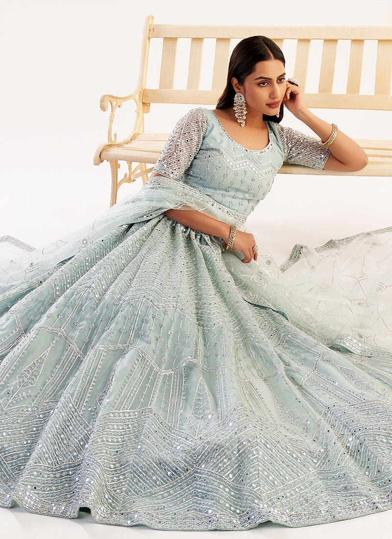 Stylish Ocean Blue Pastel ABHFL - Indian Dress House 786