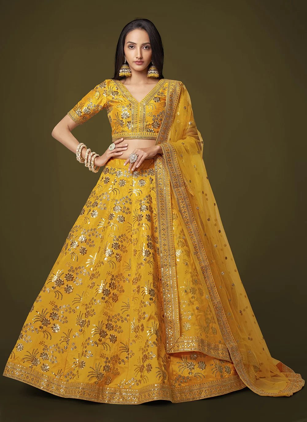 Stylish Yellow & Gold ZHML - Indian Dress House 786