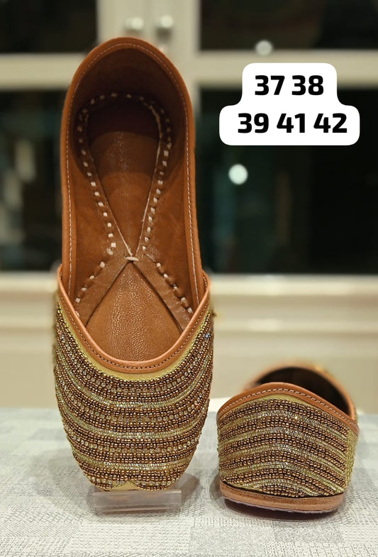 Unique Coral Gold Bronze Jutti - Indian Dress House 786