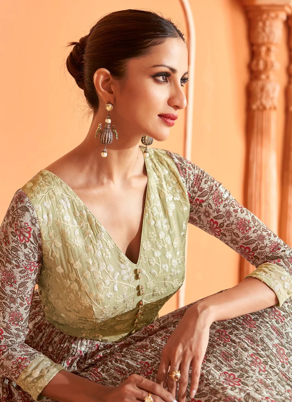 Unique Multi Color Floral SSS - Indian Dress House 786