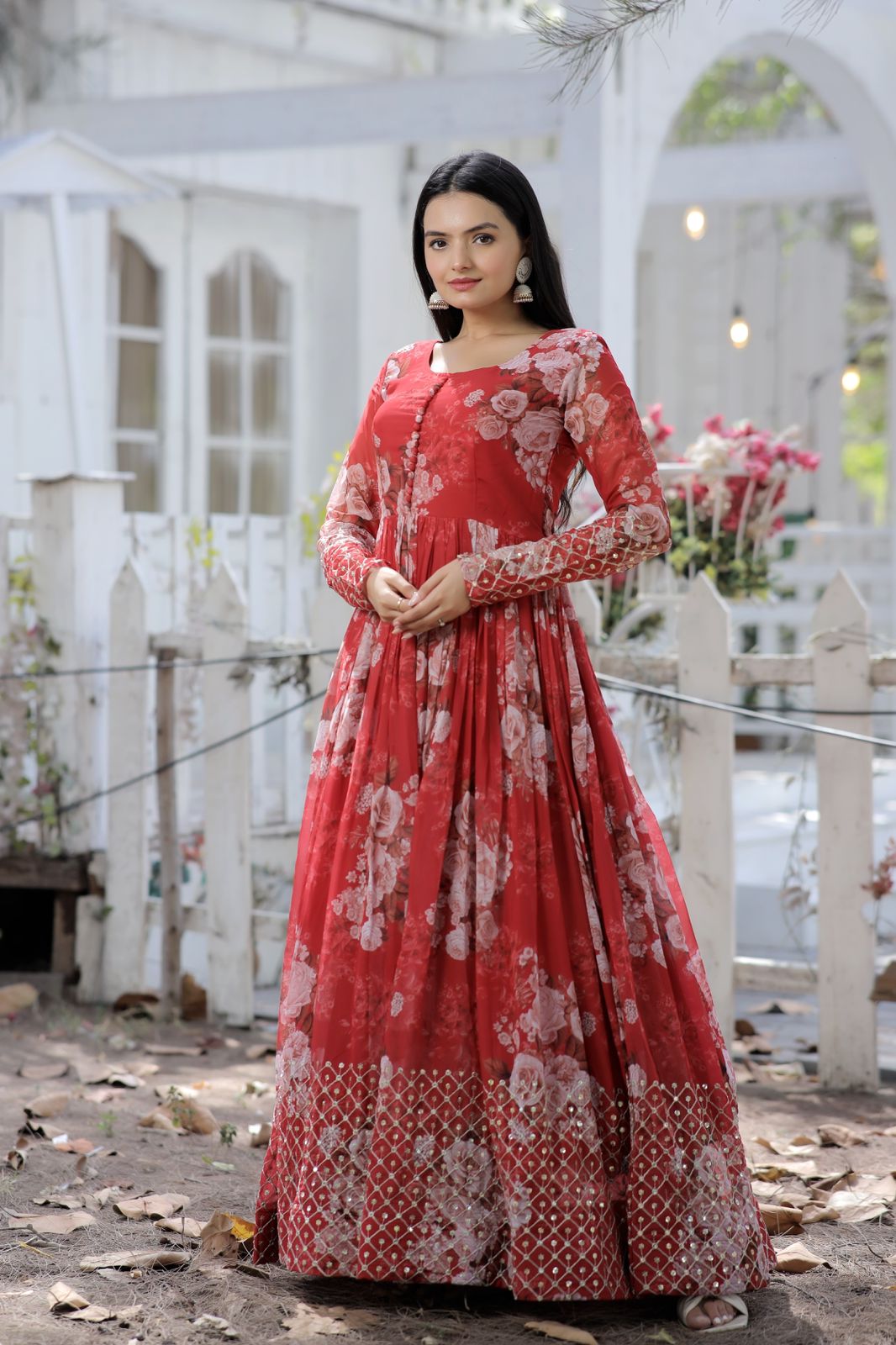 Unique Red Floral NC - Indian Dress House 786