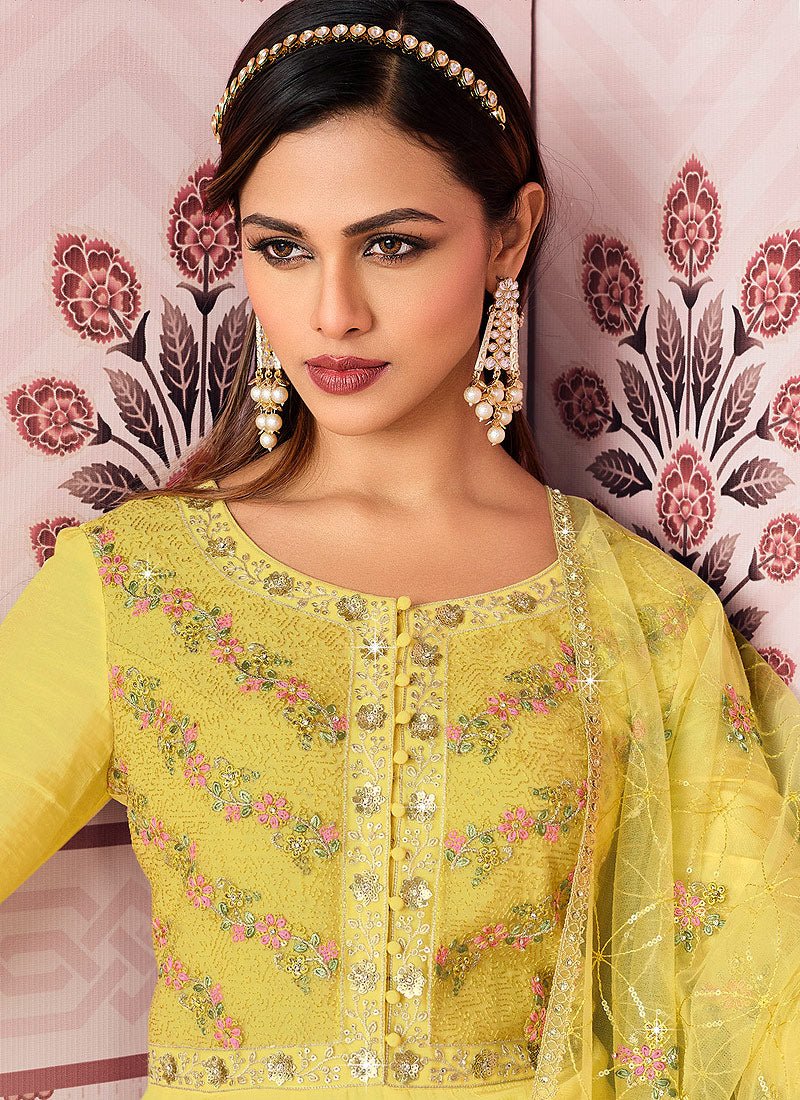 Yellow Floral LTA - Indian Dress House 786