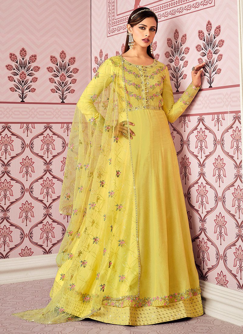 Yellow Floral LTA - Indian Dress House 786
