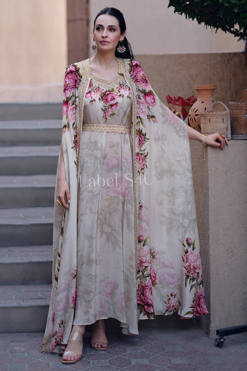 Elegant Floral Print Kaftan SHIV
