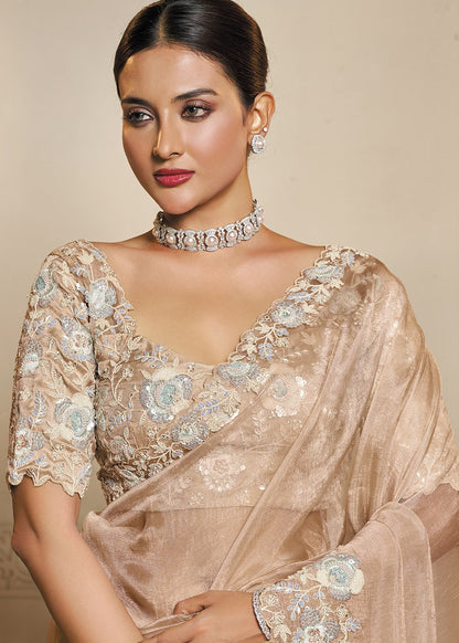 Dusty Peach Floral MHR Saree