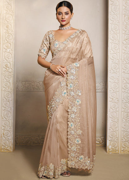 Dusty Peach Floral MHR Saree