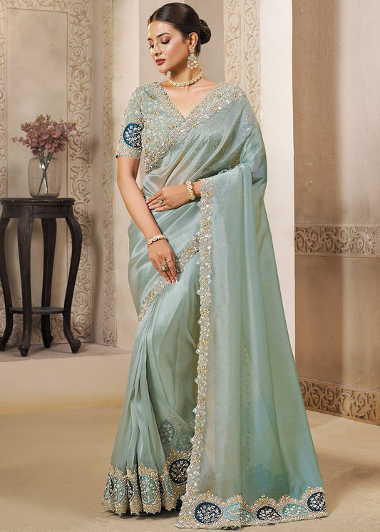 Elegant Soft Blue MHR Saree
