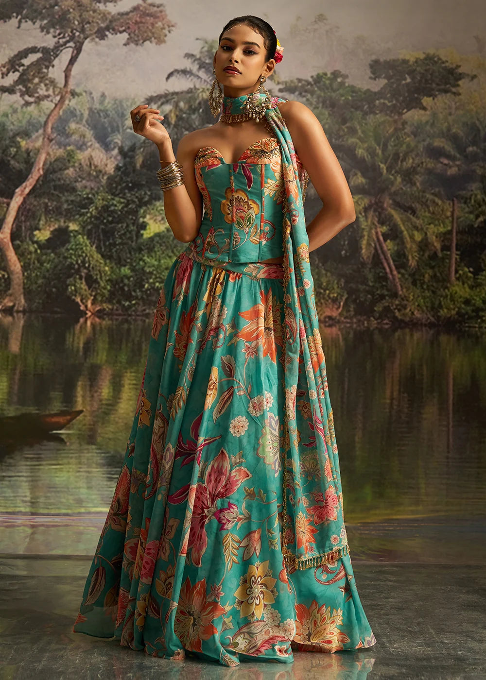 Gorgeous Sea Green Blue Floral AFCL
