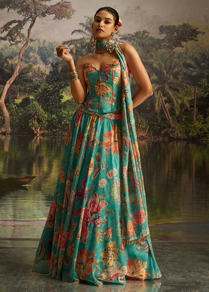 Gorgeous Sea Green Blue Floral AFCL