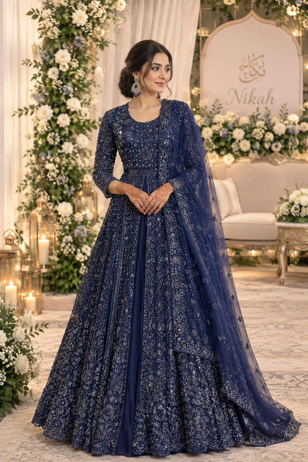 Stunning Blue Jacket Style Lengha DPL