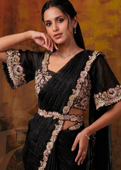 Stunning Black MHGS Saree