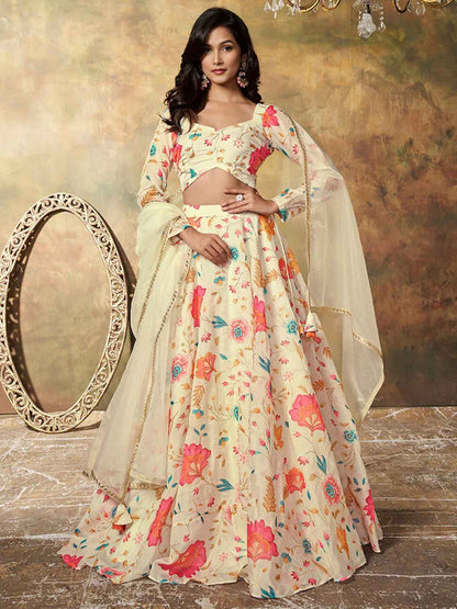 Alluring Soft Cream Floral ZLC - Indian Dress House 786