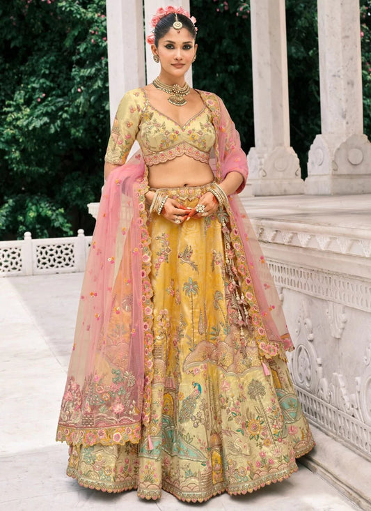 Beautiful Soft Yellow Floral ABCL - Indian Dress House 786
