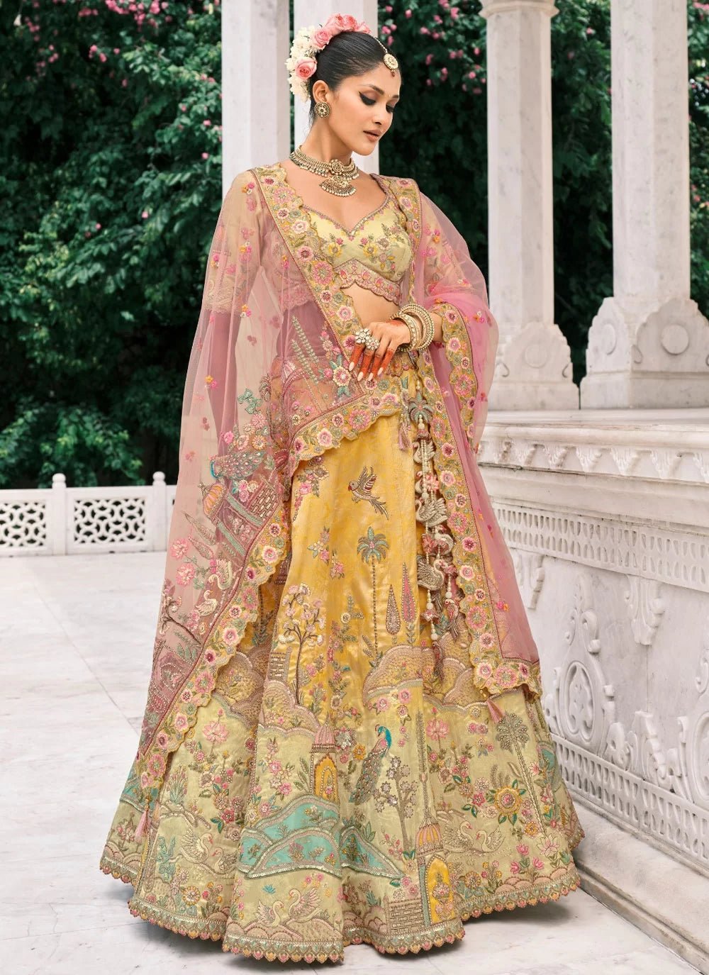 Beautiful Soft Yellow Floral ABCL - Indian Dress House 786