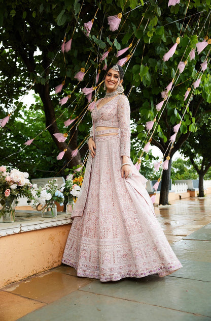 Breath Taking Baby Pink Floral NWDL - Indian Dress House 786