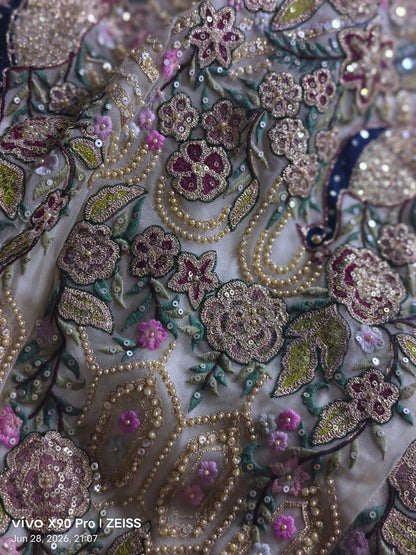 Breath Taking Beige Floral Koskii - Indian Dress House 786