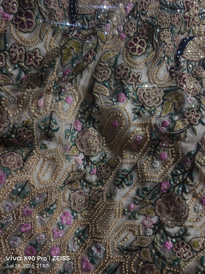 Breath Taking Beige Floral Koskii - Indian Dress House 786