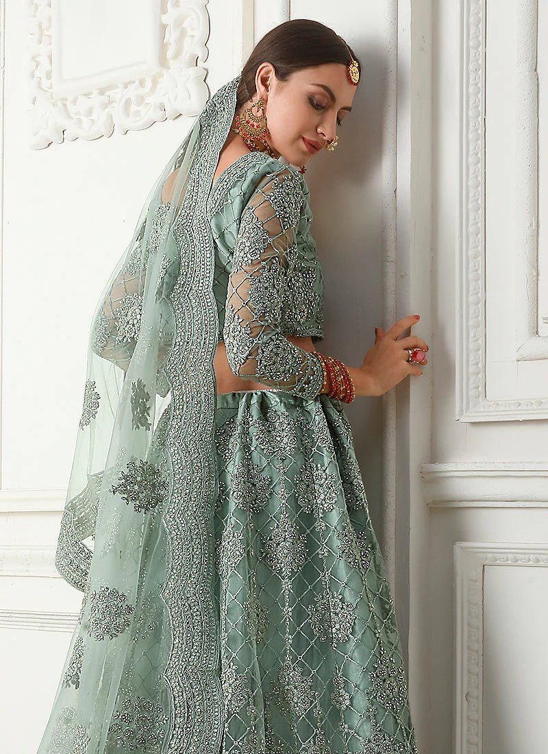 Breath Taking Checkered Mint Green ALZL - Indian Dress House 786