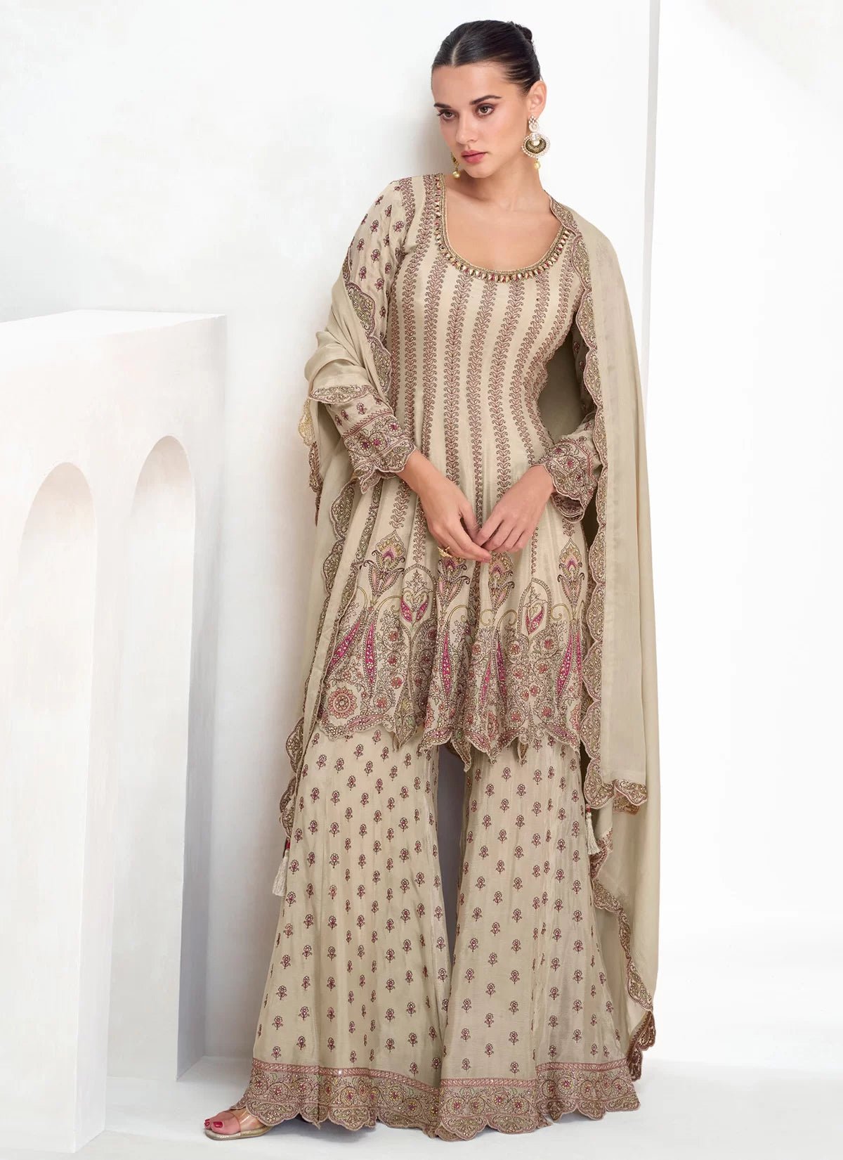 Breath Taking Floral Cream ASVT - Indian Dress House 786