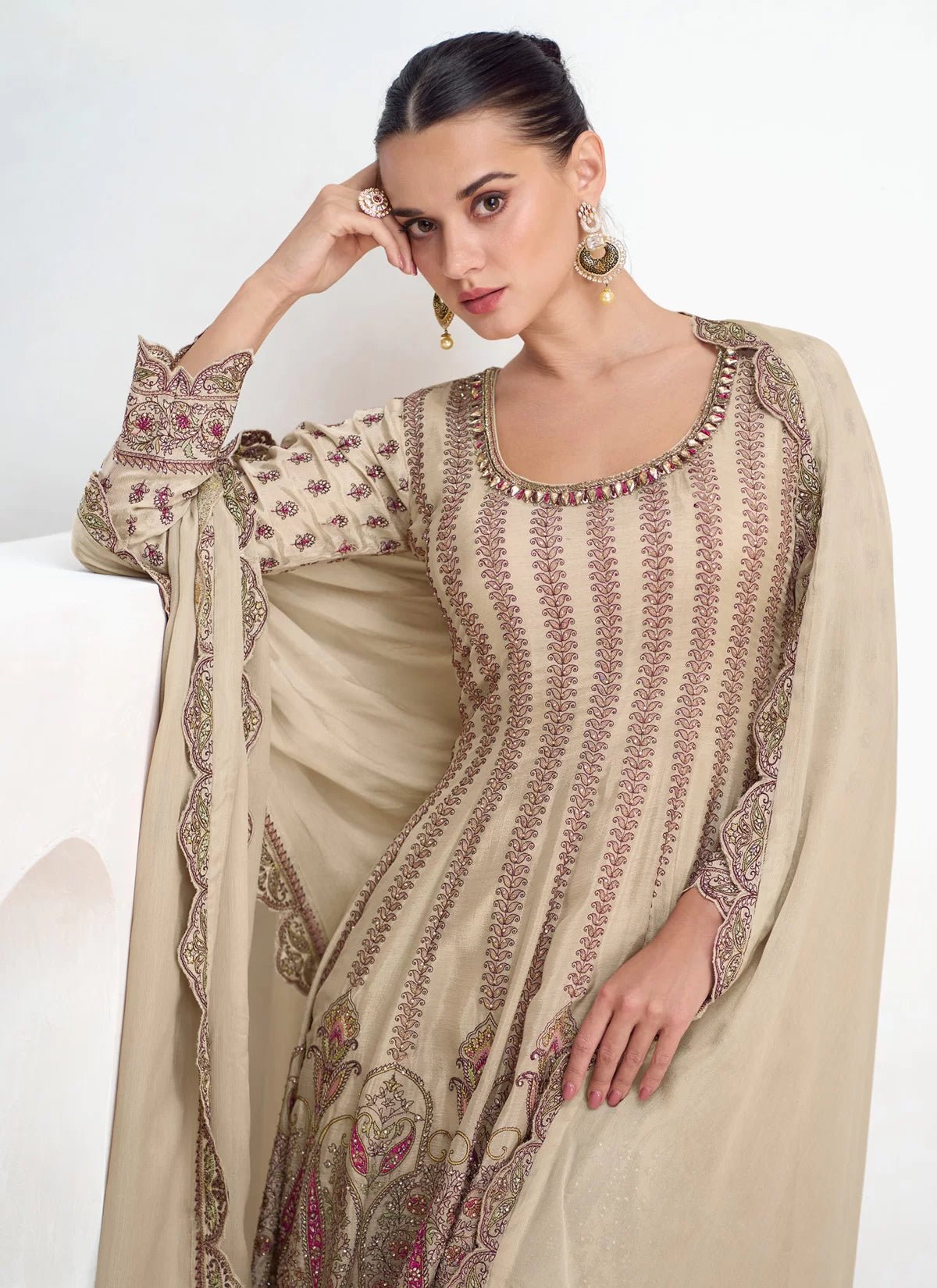 Breath Taking Floral Cream ASVT - Indian Dress House 786