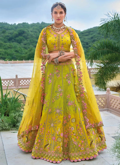 Breath Taking Green & Yellow ANARL - Indian Dress House 786